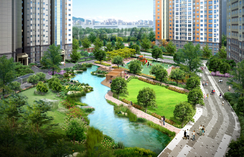 송도국제도시 호반베르디움 수변 공간