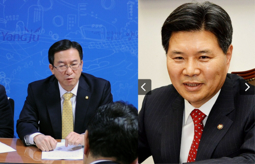 새정치민주연합 정성호 국회의원(좌측), 새누리당 홍문종 국회