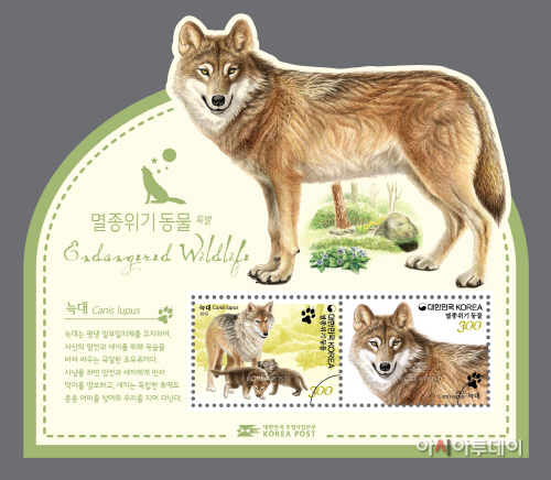 부산우정청 ‘멸종위기 동물’ 늑대 우표 발행