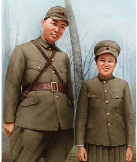 일제시기 빨치산 군복차림의 북한 김일성 부부