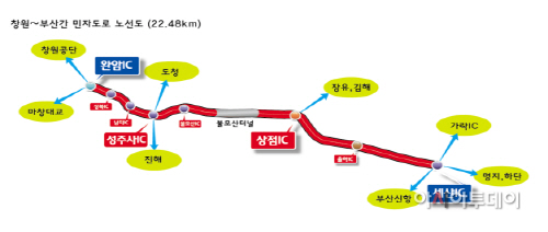 창원~부산 간 민자도로 노선도