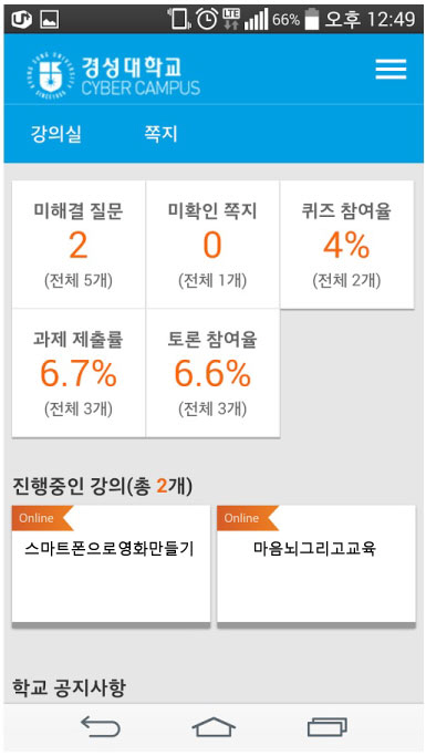 경성대, 스마트러닝 모바일 앱