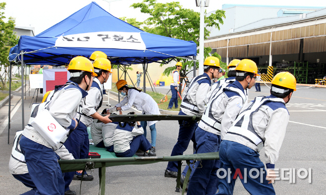 두산인프라코어 군산공장 비상사태 대응훈현