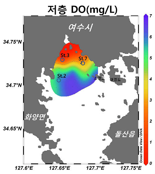여수 가막만, 빈산소수괴 발생 지속