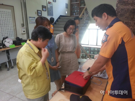 서산소방서, 소방장비 설명 모습