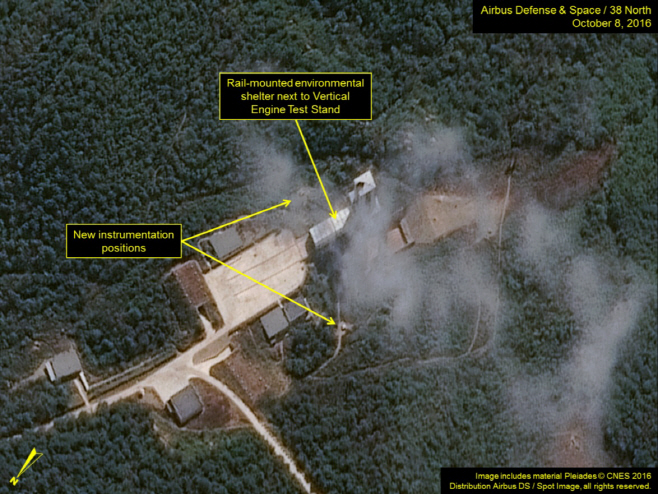 미국 '38노스'가 공개한 북한 로켓엔진시험장의