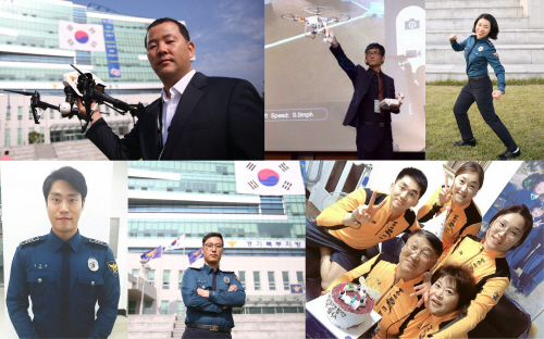 좌로부터 드론 투캅스 정일봉(구리서), 박중현(연천서), 개그우