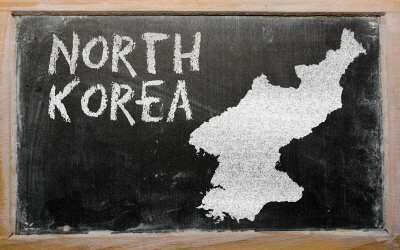 outline map of north korea on blackboard