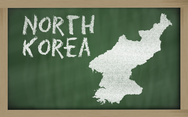 outline map of north korea on blackboard