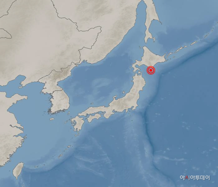 일본 홋카이도 구시로 남서쪽 188km 해역서 규모 5.7 지진