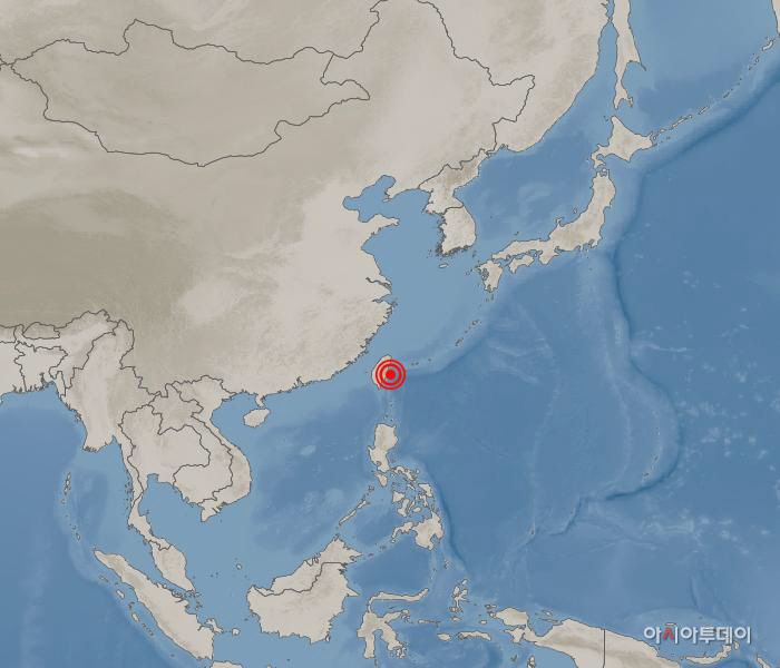 대만 카오슝 동북동쪽 157km 해역서 규모 5.7 지진