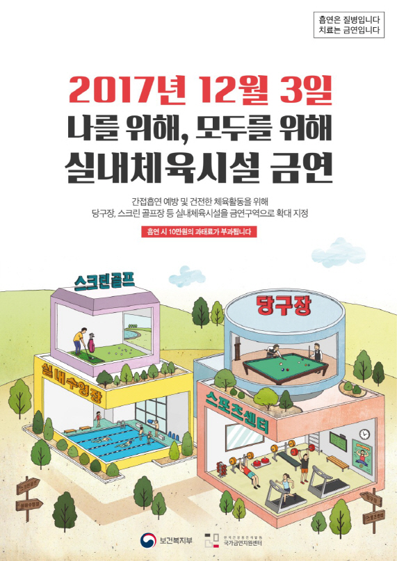 오는 12월 3일부터는 국민건강증진법 개정에 따라 당구장, 실내