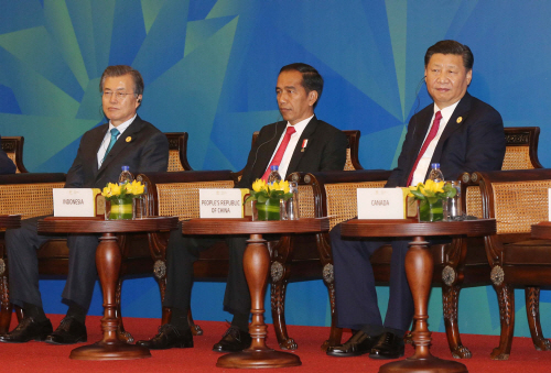 ABAC 참석한 문 대통령과 시진핑 중국 국가주석