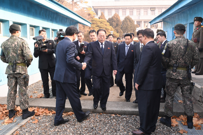 북한대표단 분계선 통과