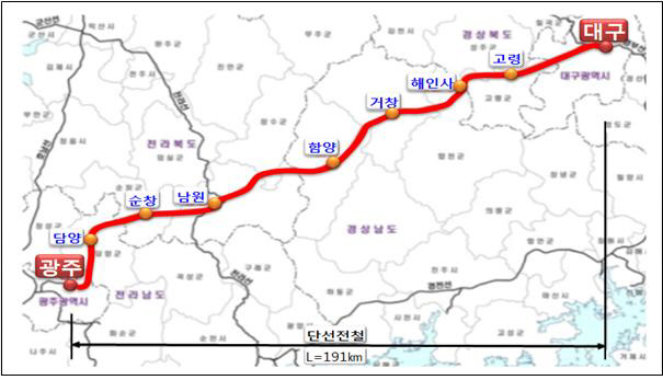 달빛내륙철도 노선도