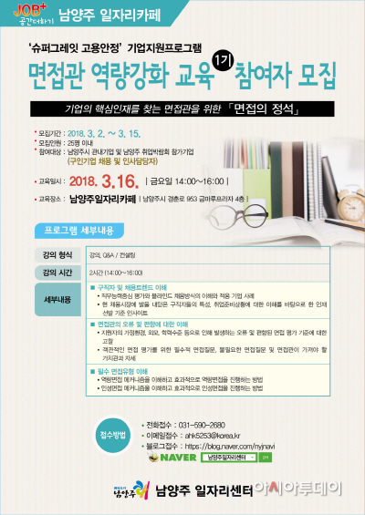 남양주시기업지원프로그램, 면접관 역량강화 교육 1기 운영