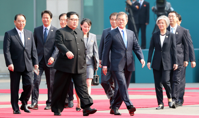 [남북정상회담] '남북정상' 참모진과 이동