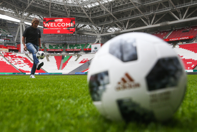 Spanish footballer Michel Salgado visits Kazan Arena Stadium