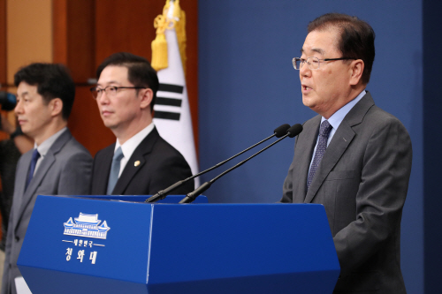 방북 결과 설명하는 정의용 국가안보실장