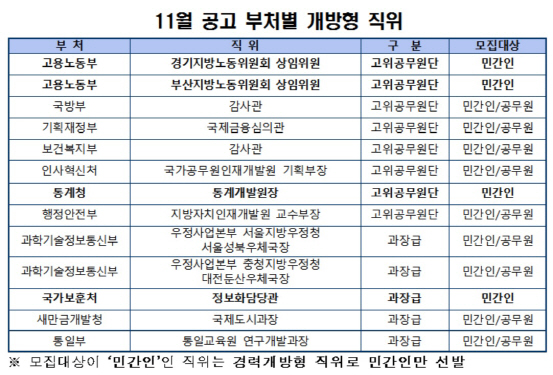 11월중_부처별 개방형직위