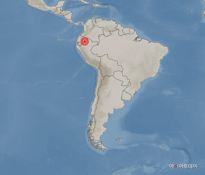 에콰도르 팔로라 동남동쪽 132km 지역서 규모 7.7 지진