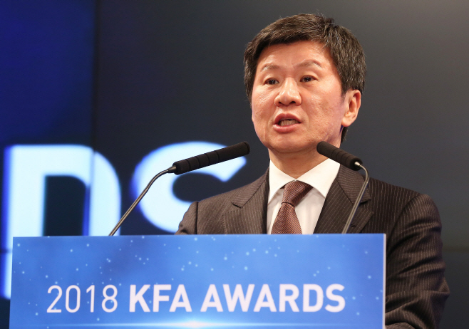 축협 시상식 인사말하는 정몽규 회장<YONHAP NO-2883>