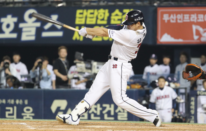 두산 김재환, 시즌 개인 첫 연타석 홈런…만루포.