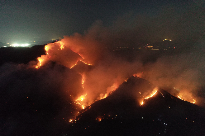 190402 부산 해운대구 운봉산 야간산불 현장