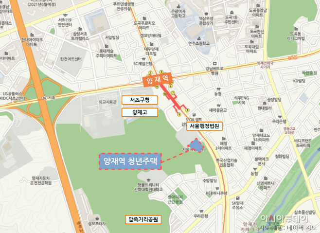2. 양재역 역세권 청년주택 위치도
