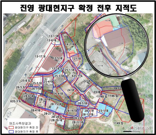 2018년 진영 광대현지구 확정전후 지적도