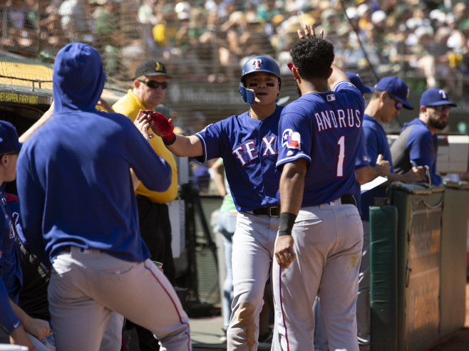 Rangers Athletics Baseball <YONHAP NO-1280> (AP)