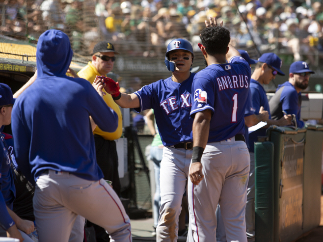 Rangers Athletics Baseball <YONHAP NO-1280> (AP)