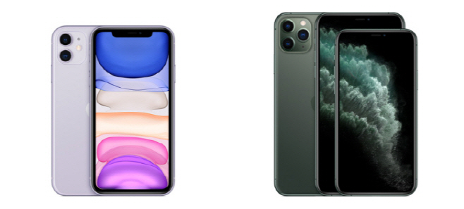 아이폰11(왼쪽)과 아이폰11 프로 시리즈
