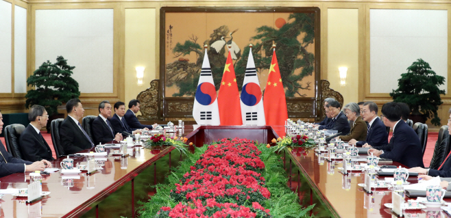정상회담 하는 문 대통령과 시진핑