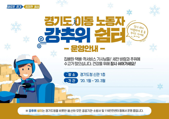 평택소방서, 이동노동자 강추위 쉼터 운영