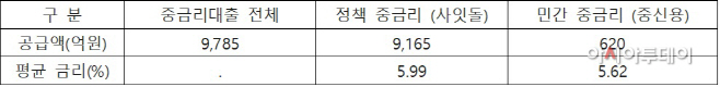 중금리대출 공급현황