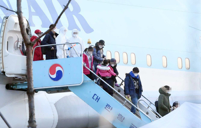우한 교민, 한국 도착