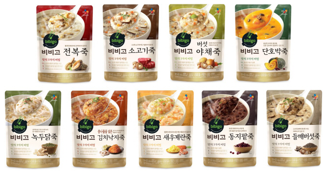 CJ제일제당 비비고 파우치죽 9종 라인업 이미지