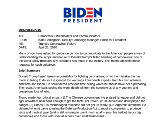 biden coronavirus trump criticism