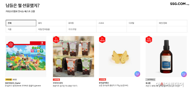 [사진자료] SSG닷컴 선물하기 판매 상위 상품