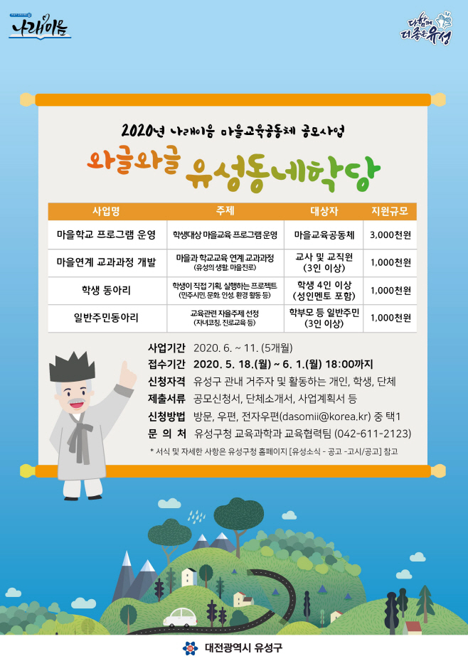 유성구 마을교육공동체 공모사업 홍보 이미지