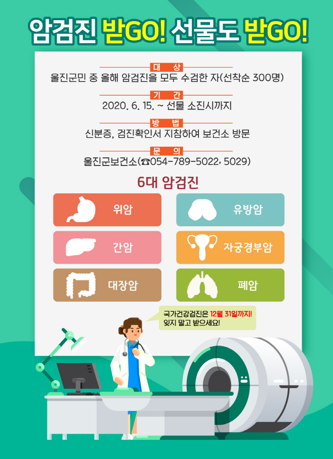 울진군, “암검진 받GO! 선물도 받GO!”이벤트 실시