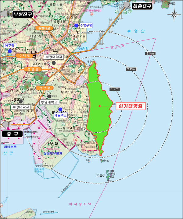 부산시 남구 이기대공원을 용도지역으로 변경