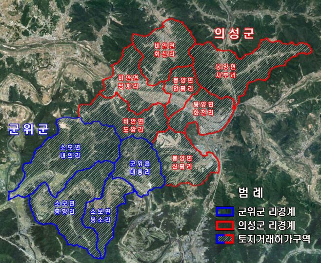통합신공항이전지 토지거래허가구역 지정 도면