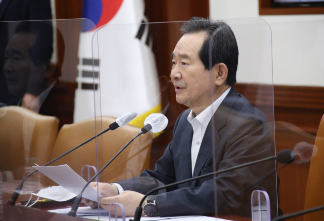 국정현안점검조정회의 주재하는 정세균 총리
