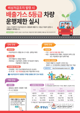 태안군, 배출가스 5등급 차량 운행제한 실시