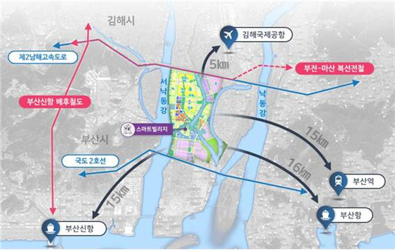부산 에코델타 스마트빌리지 위치도
