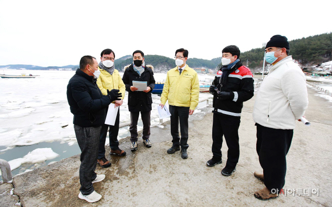 맹정호 서산시장, 양승조 충남도지사와 가로림만 한파 대책 점