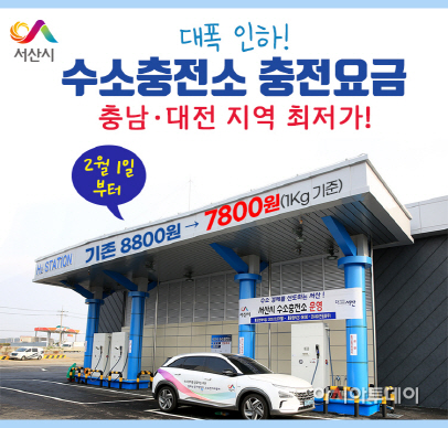 서산시, 수소충전소 충전요금 1㎏당 7800원 대폭 인하