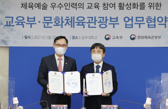 교육부-문체부, '체육예술 우수인력의 교육참여 활성화 MOU'